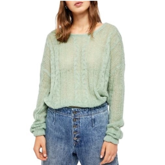Free People Sweaters - Free People Angel Mint Green Wool/Alpaca Blend Sweater Size Small